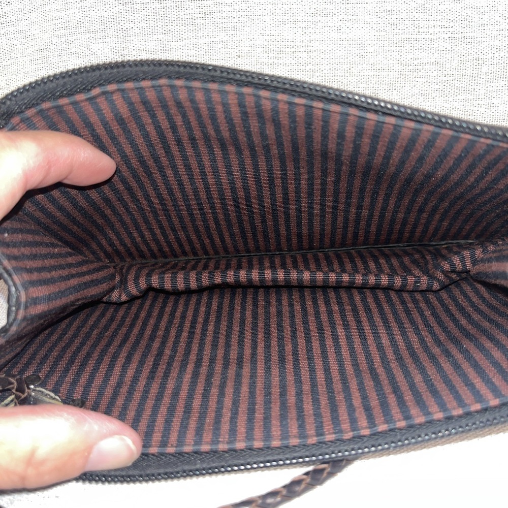 BRIGHTON Black Brown Croc Embossed Leather Small Clutch Wristlet Size Purse - Picture 6 of 6